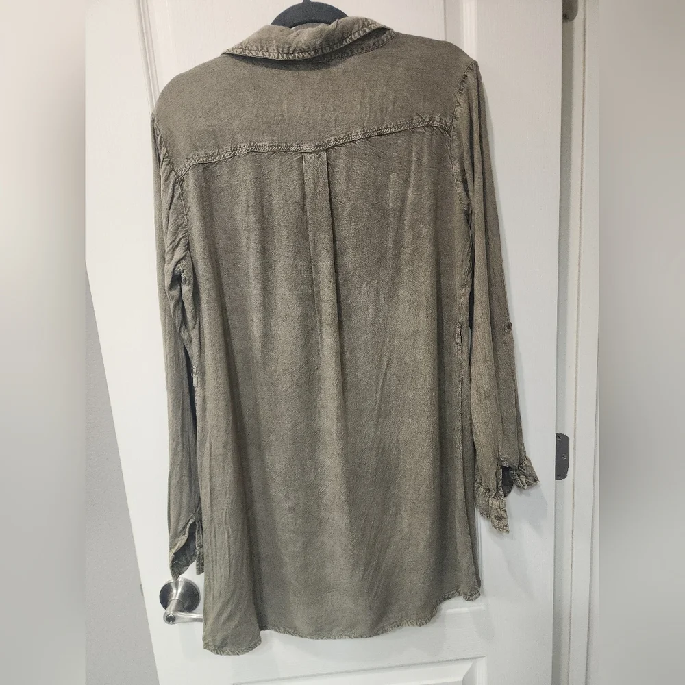 Cotton Express Olive Green Shirt Dress - Picture 3 of 4